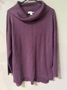 Christopher & Banks Purple Ribbed Cowl Sweater